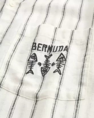 Boxy Bermuda-overhemd met korte mouwen en grafische print van linnenmix Boxy Bermuda-overhemd met korte mouwen en grafische print van linnenmix