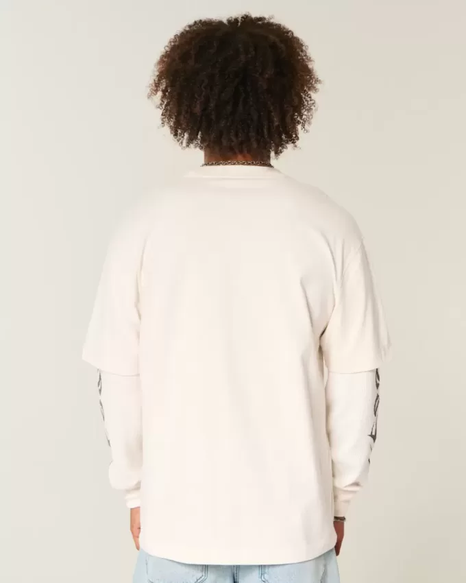 Boxy gelaagd thermisch grafisch shirt Boxy gelaagd thermisch grafisch shirt