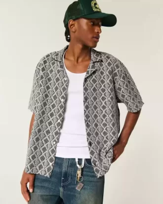 Boxy shirt met korte mouwen en haakwerk Boxy shirt met korte mouwen en haakwerk