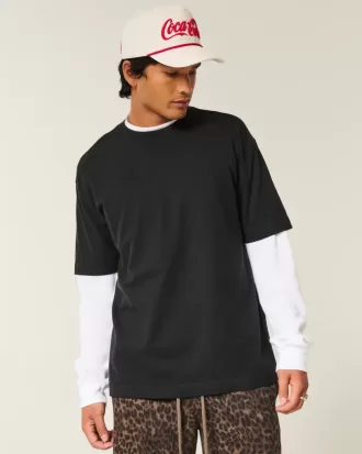 Boxy zwaargewicht katoenen T-shirt met ronde hals Boxy zwaargewicht katoenen T-shirt met ronde hals