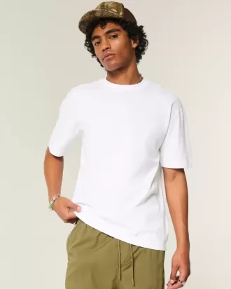 Boxy zwaargewicht katoenen T-shirt met ronde hals Boxy zwaargewicht katoenen T-shirt met ronde hals