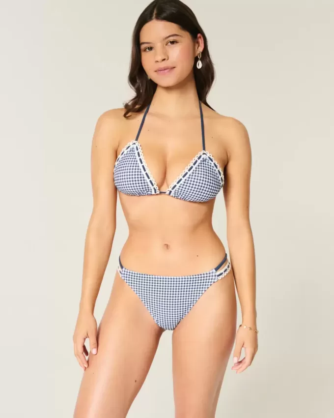 Cheeky bikinibroekje met haak-stijl rand en dubbele bandjes