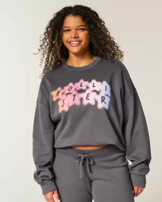 Eenvoudig logo-grafisch sweatshirt met ronde hals Eenvoudig logo-grafisch sweatshirt met ronde hals