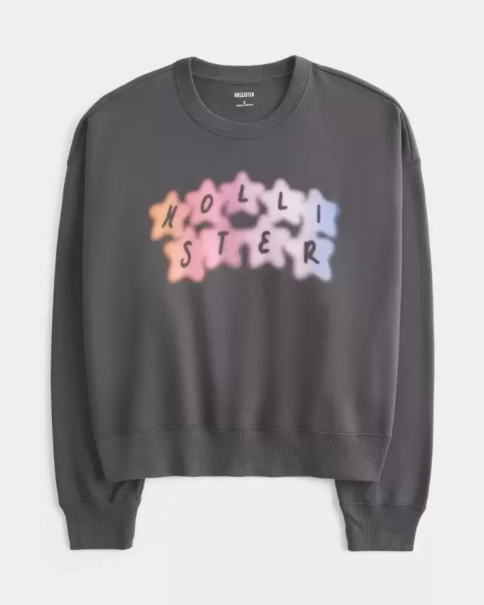Eenvoudig logo-grafisch sweatshirt met ronde hals Eenvoudig logo-grafisch sweatshirt met ronde hals
