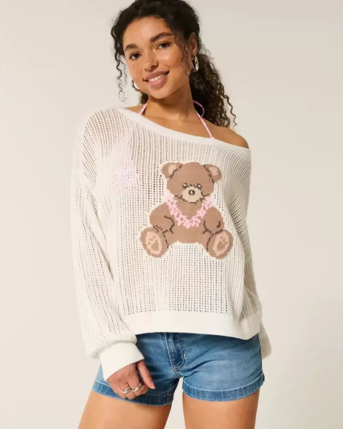 Gemakkelijk te naaien grafische slouchy crew trui Gemakkelijk te naaien grafische slouchy crew trui