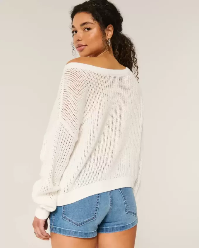 Gemakkelijk te naaien grafische slouchy crew trui Gemakkelijk te naaien grafische slouchy crew trui