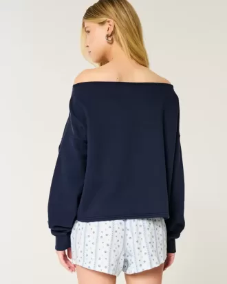 Gemakkelijke dubbele off-the-shoulder sweatshirt Gemakkelijke dubbele off-the-shoulder sweatshirt