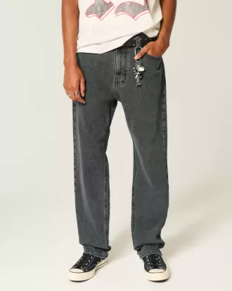 Gewassen zwarte losse jeans Gewassen zwarte losse jeans