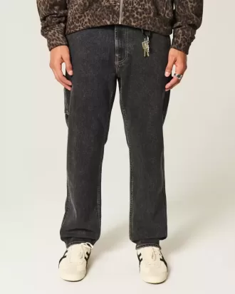 Gewassen zwarte losse schildersjeans Gewassen zwarte losse schildersjeans