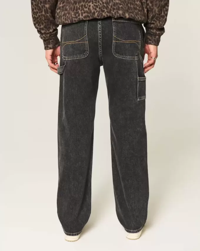 Gewassen zwarte losse schildersjeans Gewassen zwarte losse schildersjeans