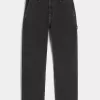 Gewassen zwarte losse schildersjeans Gewassen zwarte losse schildersjeans