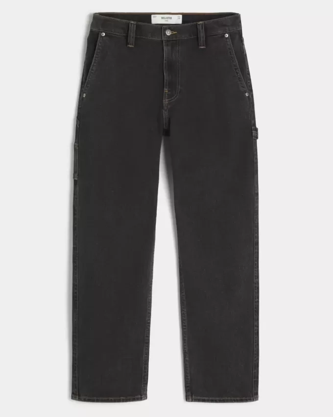 Gewassen zwarte losse schildersjeans Gewassen zwarte losse schildersjeans