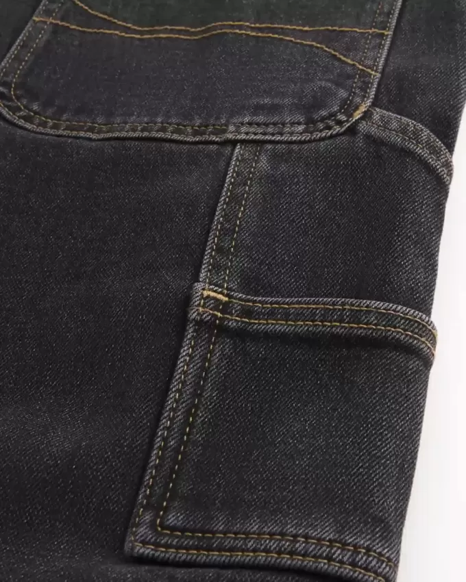 Gewassen zwarte losse schildersjeans Gewassen zwarte losse schildersjeans