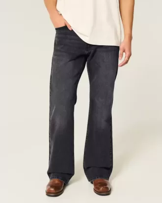 Gewassen zwarte relaxte bootcut jeans Gewassen zwarte relaxte bootcut jeans