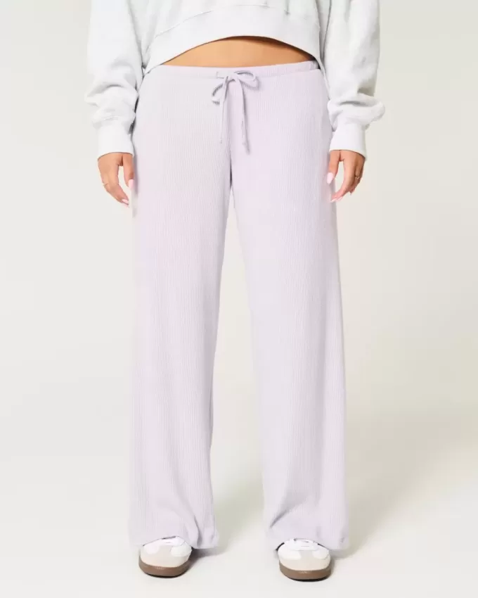 Gezellige geribbelde baggy broek met trekkoord Gezellige geribbelde baggy broek met trekkoord