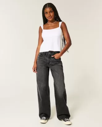 High-rise gewassen zwarte baggy jeans High-rise gewassen zwarte baggy jeans