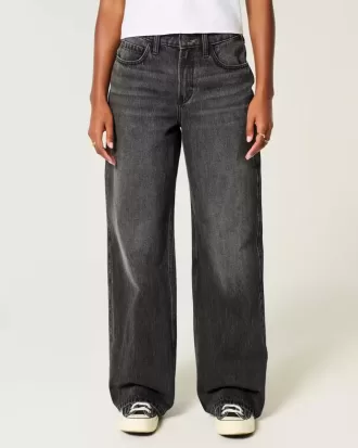 High-rise gewassen zwarte baggy jeans High-rise gewassen zwarte baggy jeans