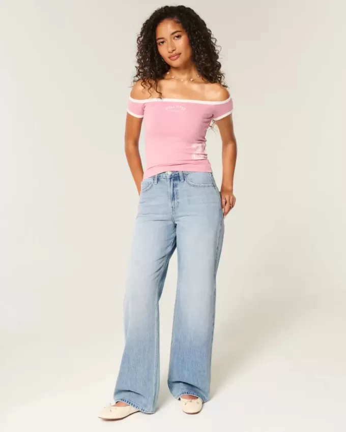 High-Rise Medium Wash Baggy Jeans