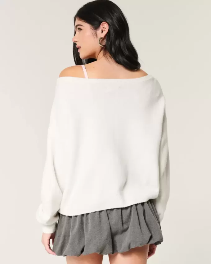 Hollister Comfy Cloud Easy Off-the-Shoulder Trui met Hertenmotief Hollister Comfy Cloud Easy Off-the-Shoulder Trui met Hertenmotief