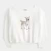 Hollister Comfy Cloud Easy Off-the-Shoulder Trui met Hertenmotief Hollister Comfy Cloud Easy Off-the-Shoulder Trui met Hertenmotief