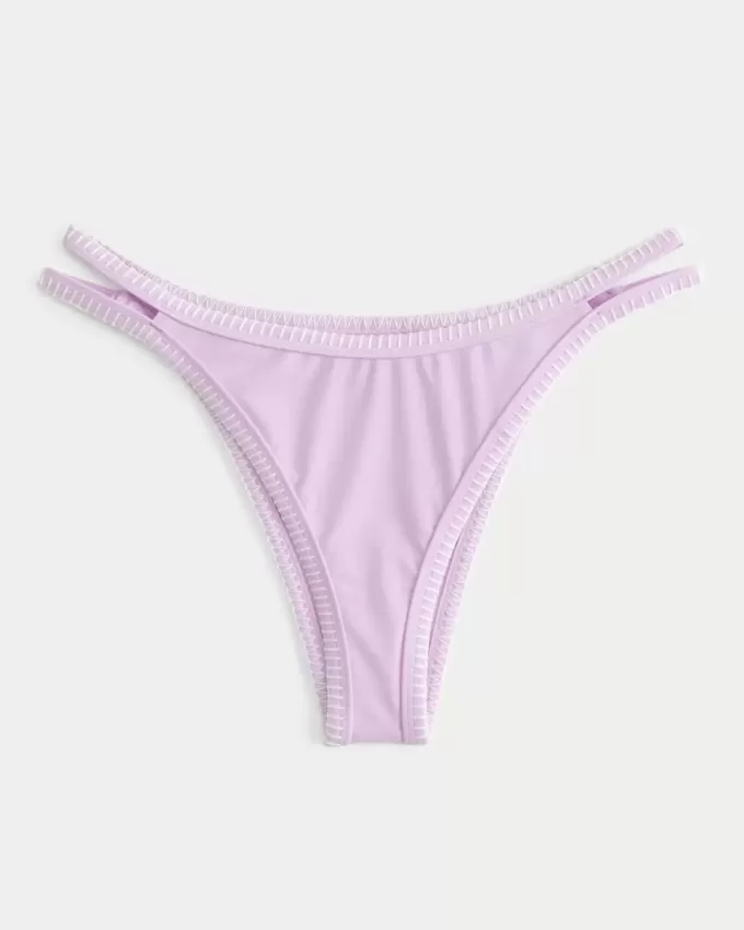 Hoog uitgesneden, geborduurde, bandjes, brutale bikinibroek Hoog uitgesneden, geborduurde, bandjes, brutale bikinibroek