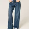 Laag uitgesneden baggy jeans met donkere wassing Laag uitgesneden baggy jeans met donkere wassing