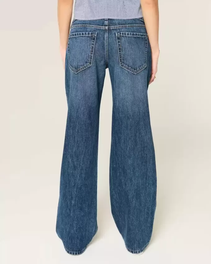 Laag uitgesneden baggy jeans met donkere wassing Laag uitgesneden baggy jeans met donkere wassing