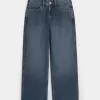 Laag uitgesneden baggy jeans met donkere wassing Laag uitgesneden baggy jeans met donkere wassing