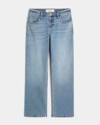 Lage taille medium wash relaxte rechte jeans Lage taille medium wash relaxte rechte jeans