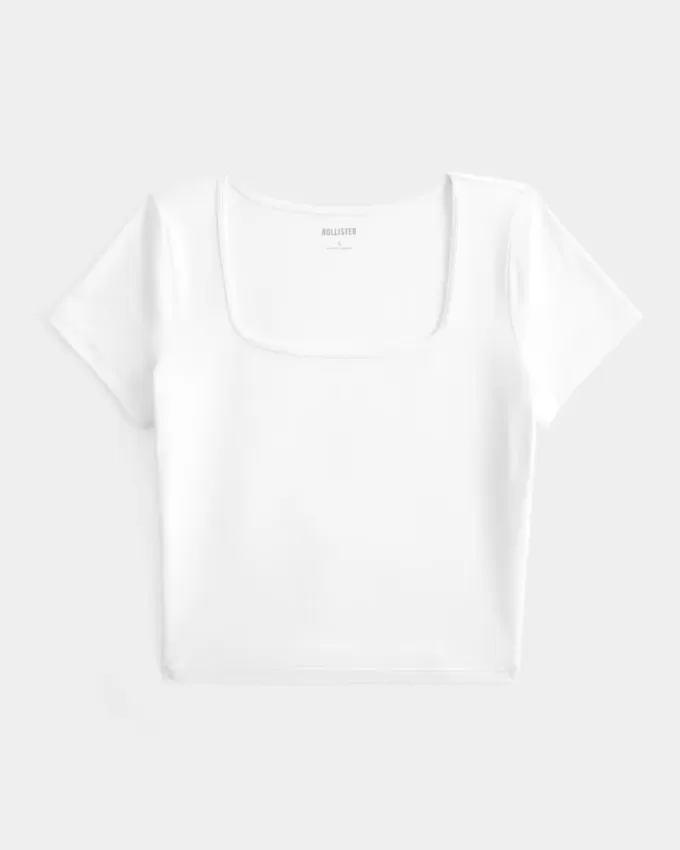 Naadloze baby-T-shirt met vierkante hals Naadloze baby-T-shirt met vierkante hals