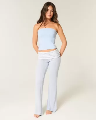 Omslag taille gebreide flare broek Omslag taille gebreide flare broek