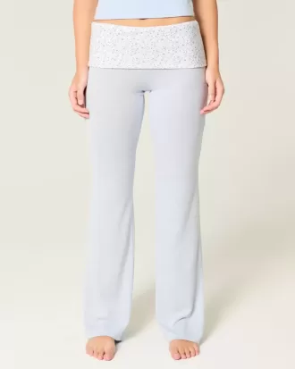 Omslag taille gebreide flare broek Omslag taille gebreide flare broek