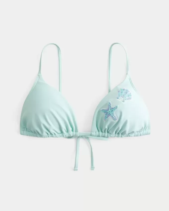 Over-the-shoulder triangelbikinitop met kralen