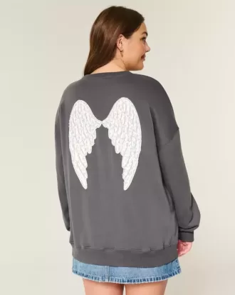 Oversized sweatshirt met grafische engelenvleugels Oversized sweatshirt met grafische engelenvleugels